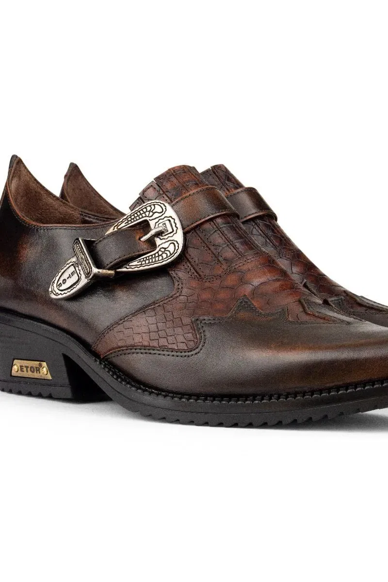Туфли ковбойские из змеиной кожи Infinity Leather, коричневый — фото 4