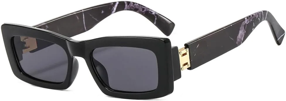 

Маленькие прямоугольные солнцезащитные очки для мужчин и женщин, квадратные солнцезащитные очки для путешествий, винтажные, ретро, ​​UV400 generic, Black