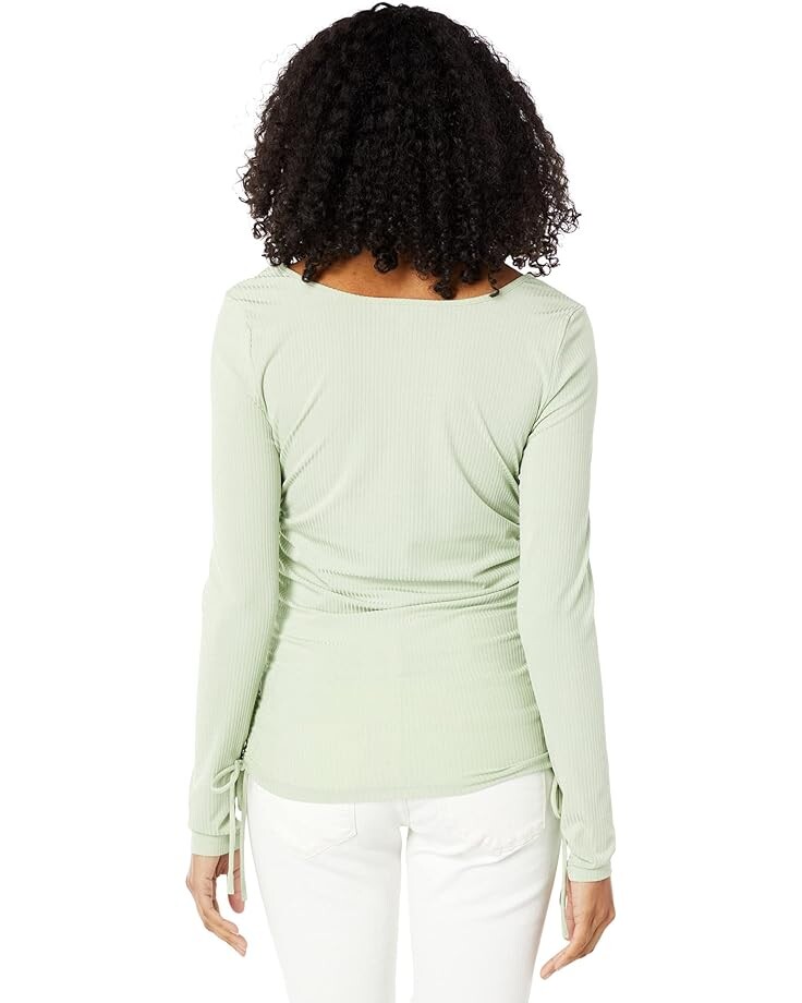 

Топ WAYF TTYL Ruched Brushed Rib Knit Long Sleeve Top, цвет Sage