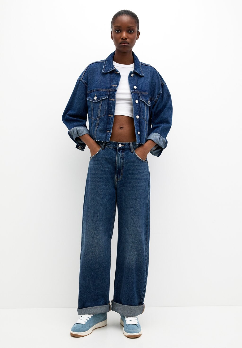 

Джинсы свободного кроя BAGGY PULL&BEAR, темно-синий