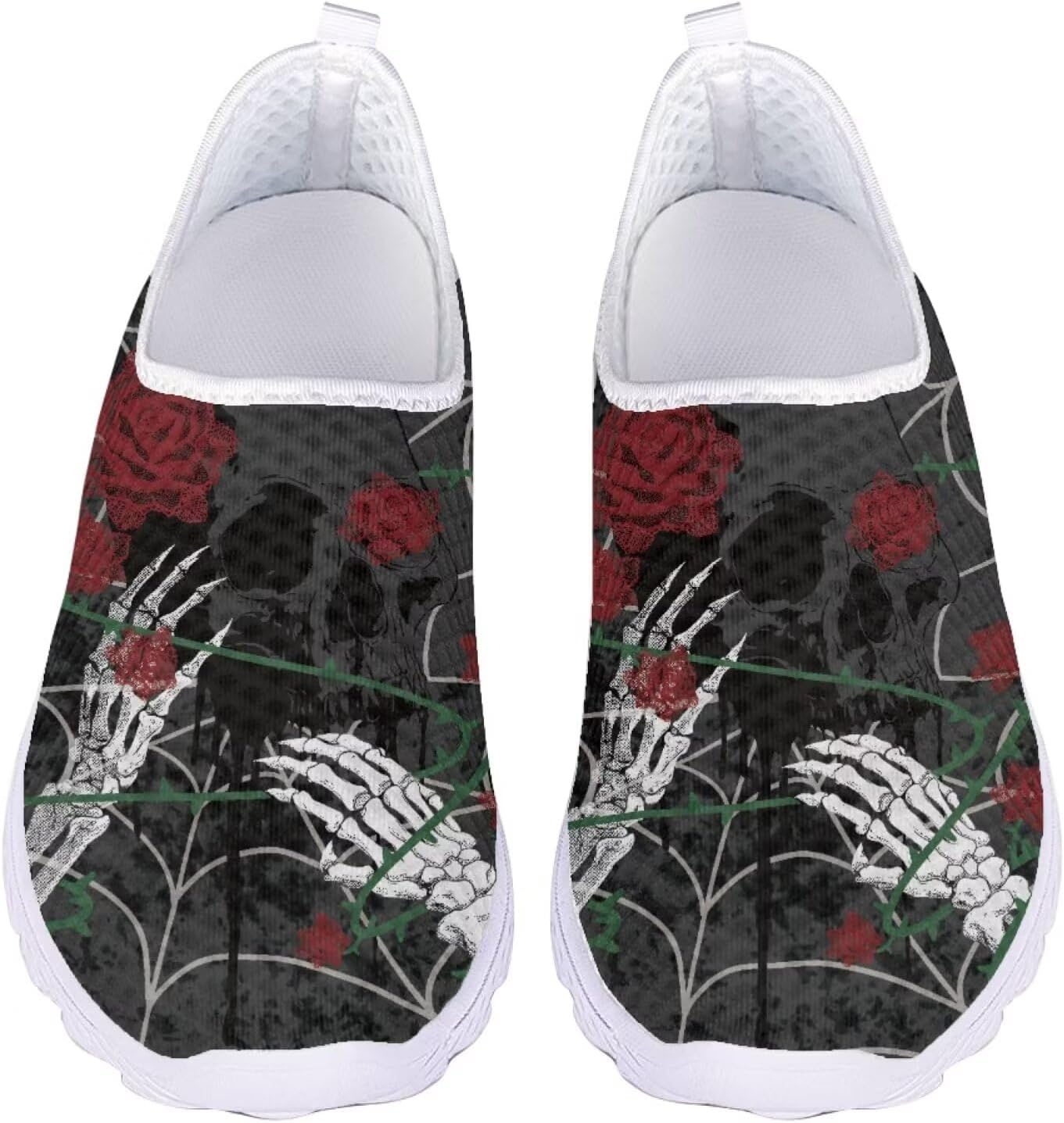 

Кроссовки унисекс на шнуровке Jeiento, Sugar Rose Flower Skeleton Hand