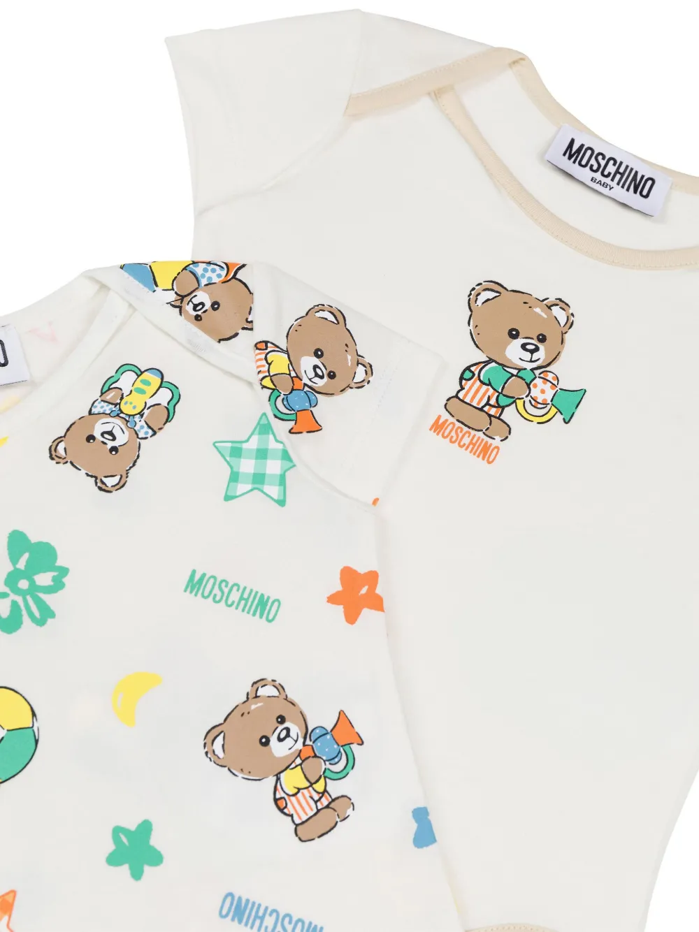 Комплект из двух комбинезонов с принтом Moschino Kids, нейтральный — фото 3