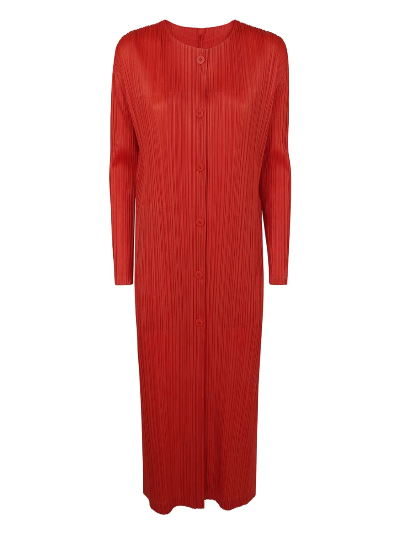

Платье-миди «манто» Pleats Please Issey Miyake, красный