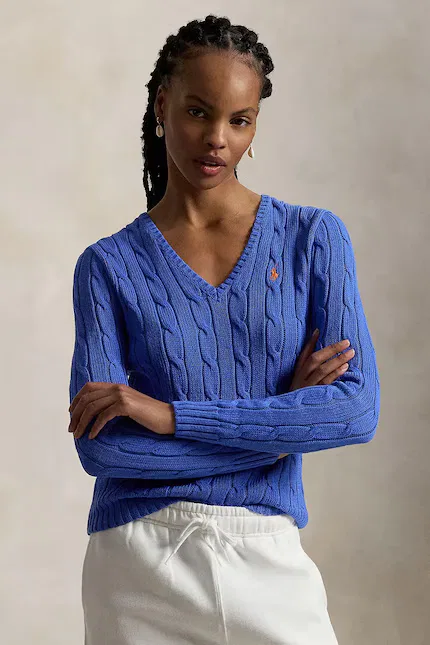 Свитер женский с V-образным вырезом Polo Ralph Lauren, синий