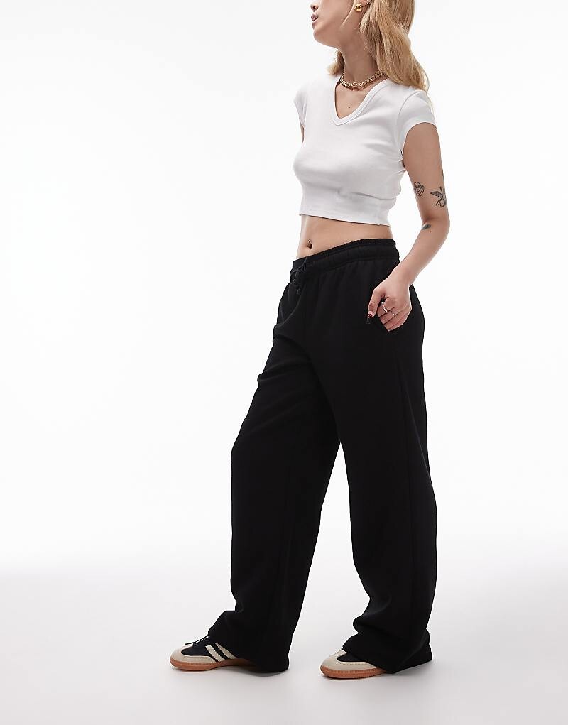 

Topshop Petite – черные джоггеры прямого кроя