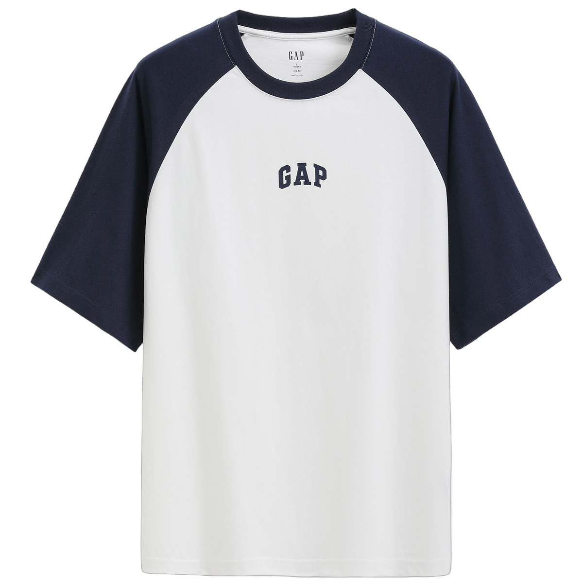Футболки унисекс с круглым вырезом, умеренно прямой крой GAP, белый & фиолетовый — фото 4