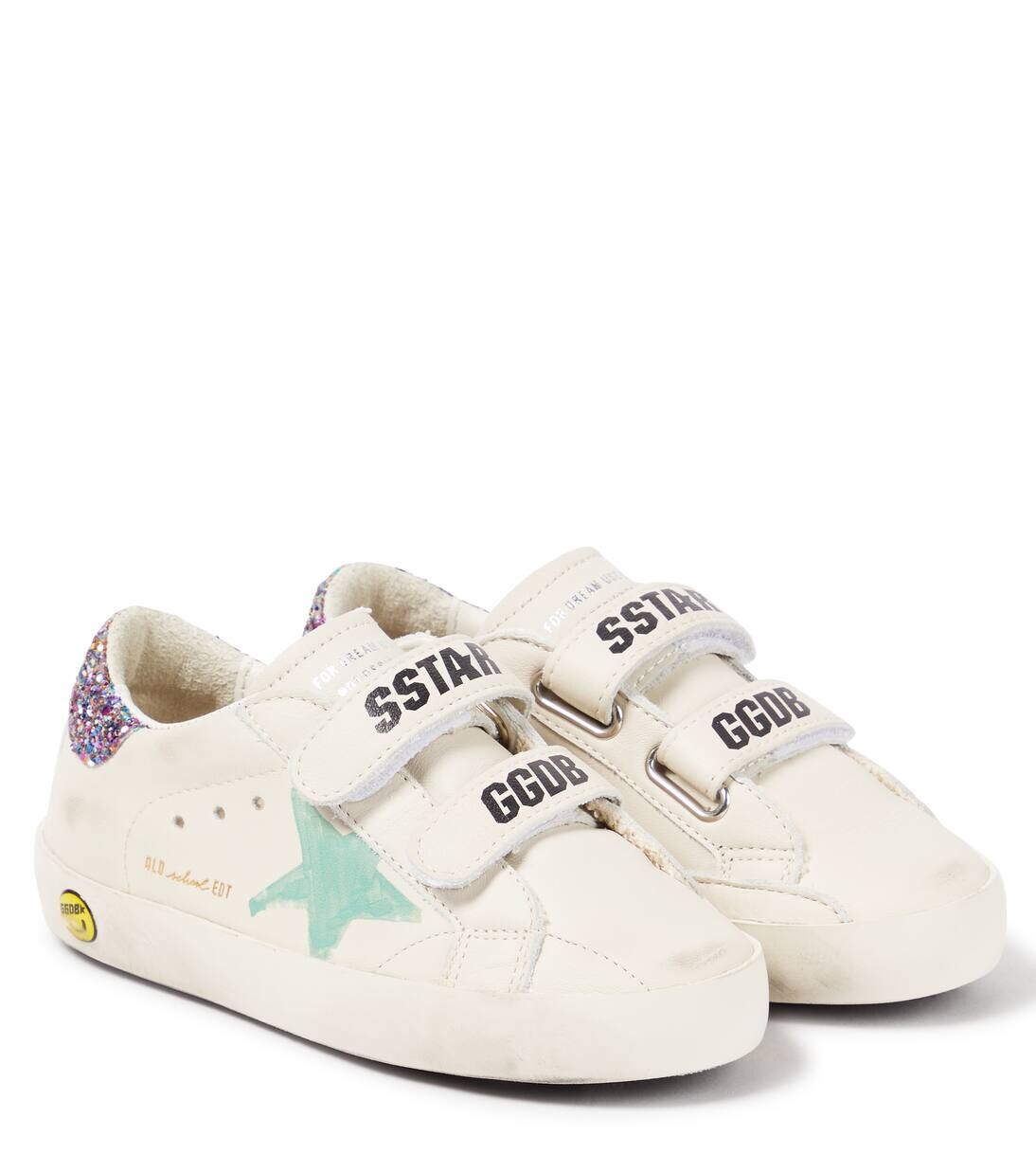 

Кроссовки из кожи Old School с блестками Golden Goose Kids, цвет white/aqua green/multicolor