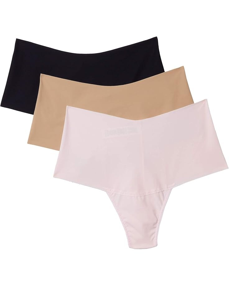 

Стринги Hanky Panky Breathe Hi-Rise Thong 3-Pack, цвет Black/Taupe/Bliss Pink