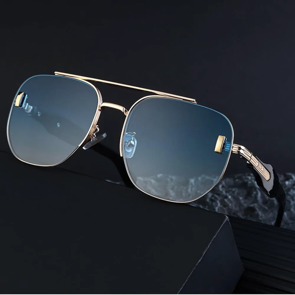 

Большие панк-солнцезащитные очки для мужчин, роскошные винтажные солнцезащитные очки в металлической оправе для вождения, SUN1349 Generic, C5golddoubleblue