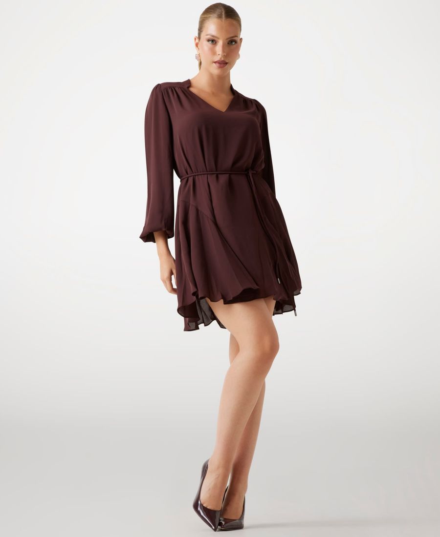 

Женское платье Wanda с длинными рукавами и расклешенной юбкой GUESS, Pure Choco