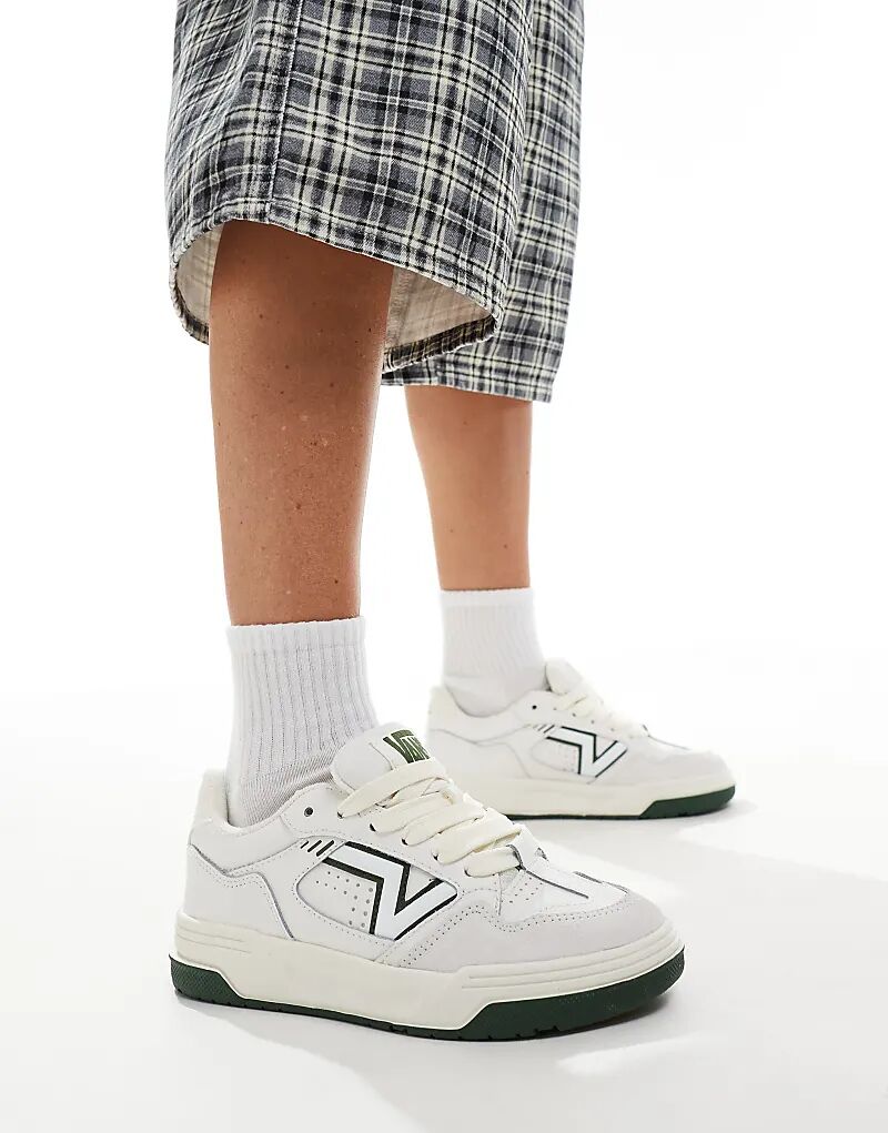 Кроссовки upland из массивной кожи белого и темно-зеленого цветов Vans