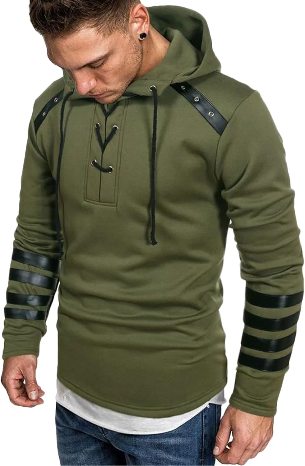 

GPCHAN Легкая толстовка с кожаными вставками