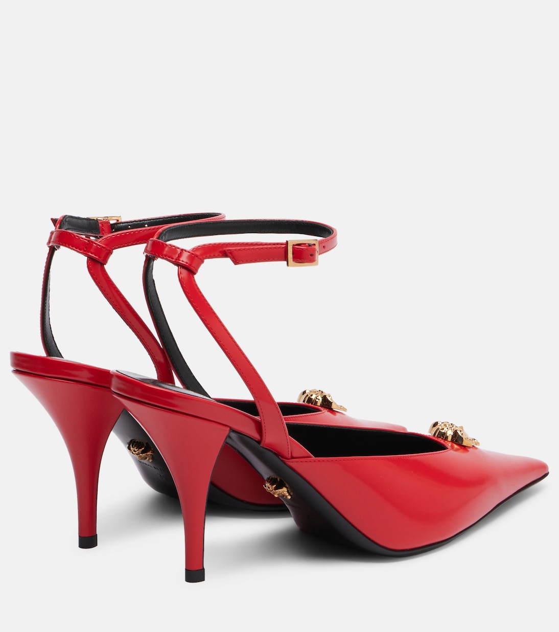 Туфли-лодочки La Medusa 85 из кожи с открытой пяткой Versace, Red-Versace Gold — фото 2