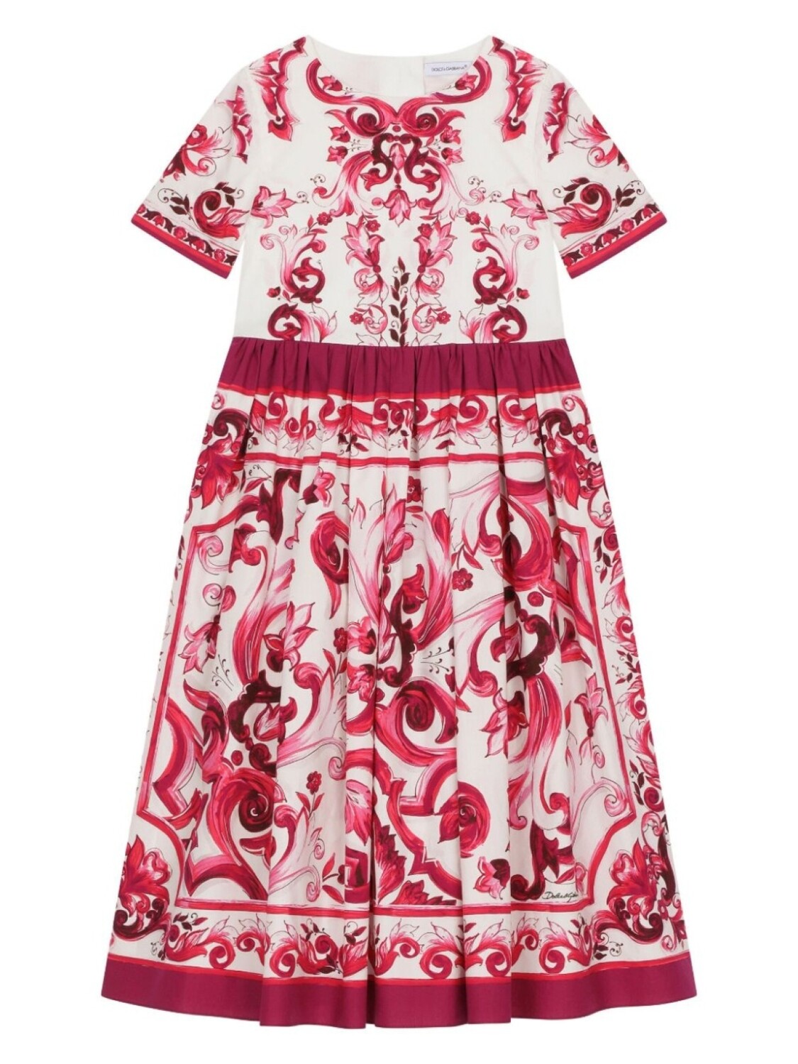 

Dolce & Gabbana платье макси с принтом Majolica и складками, белый