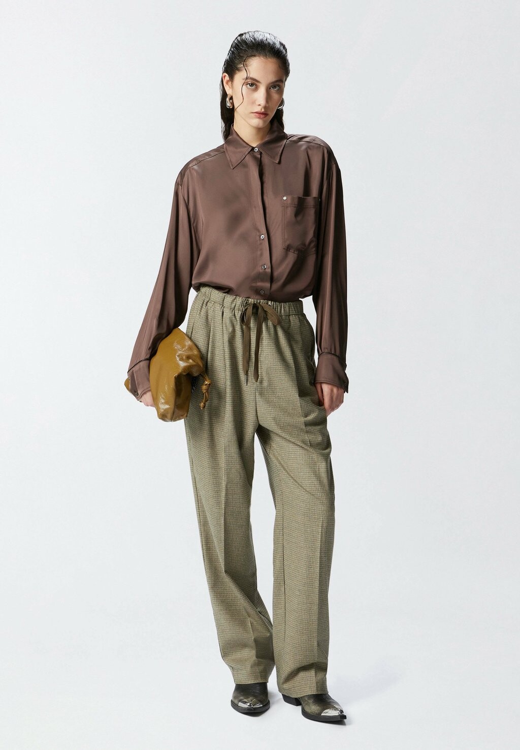 

Блузка на пуговицах CIOTOLA Pinko, цвет Mottled Dark Brown
