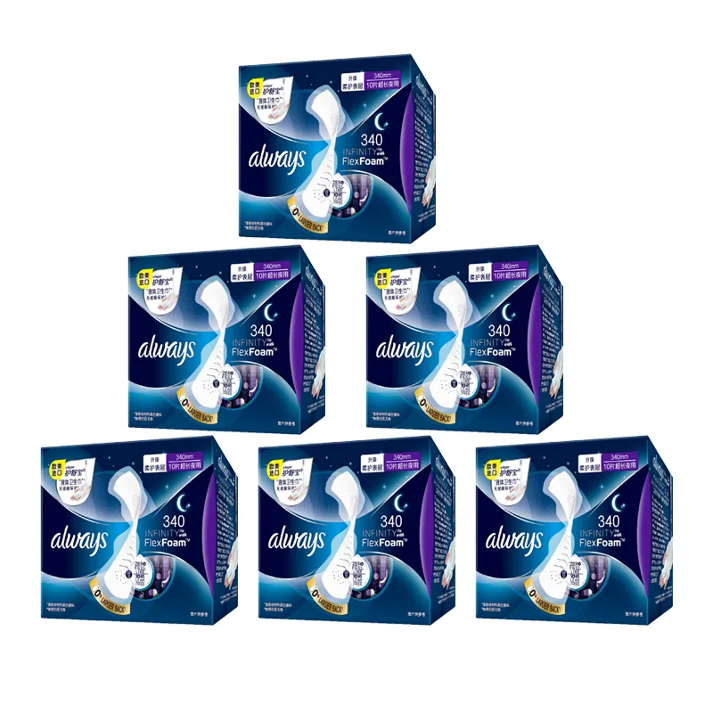 Whisper Прокладки Always Extra Long на ночь, гипоаллергенные, 340 мм, 2 упаковки, Extra Long Night Use Liquid Sanitary Pads 340mm*6 Boxes