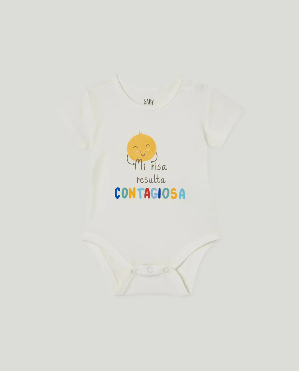 

Детское боди с надписью «Мой смех заразителен» Baby El Corte Inglés, цвет Blanco Roto