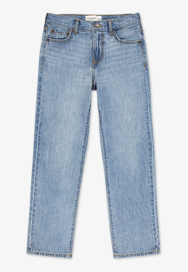 Свободные джинсы прямого кроя Abercrombie & Fitch, Blue Denim — фото 4