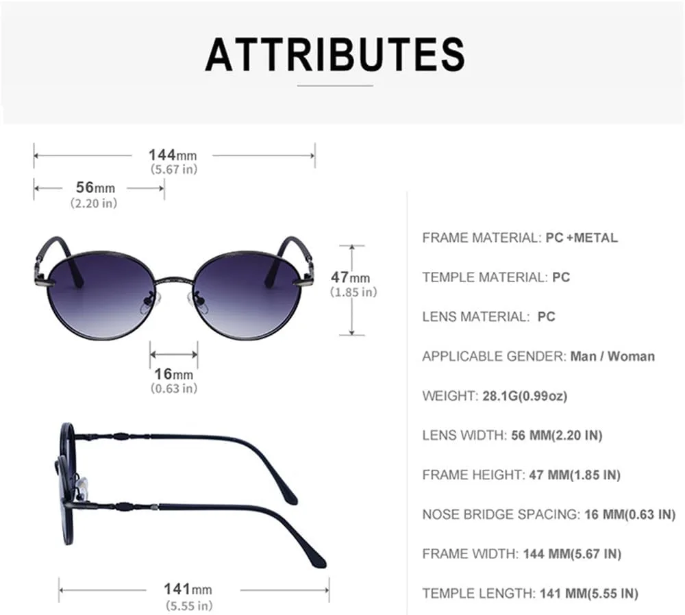 

Солнцезащитные очки в стиле ретро овальной формы для женщин, 2027 год, стимпанк, металлическая оправа, украшение для уличной фотосессии, градиент MTZJH, 1