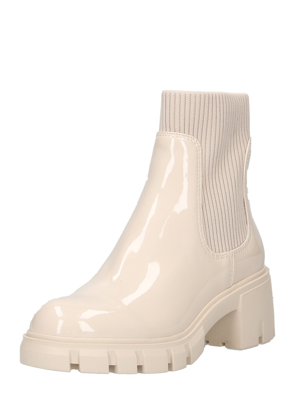 Ботинки женские челси Steve Madden лакированные на каблуке, кремовый