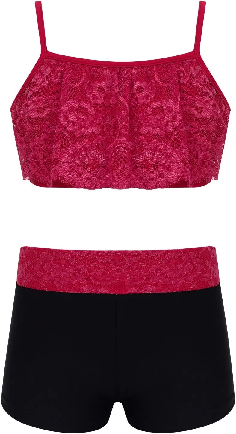Детский спортивный комплект из топа и шорт Agoky, Burgundy 2pcs