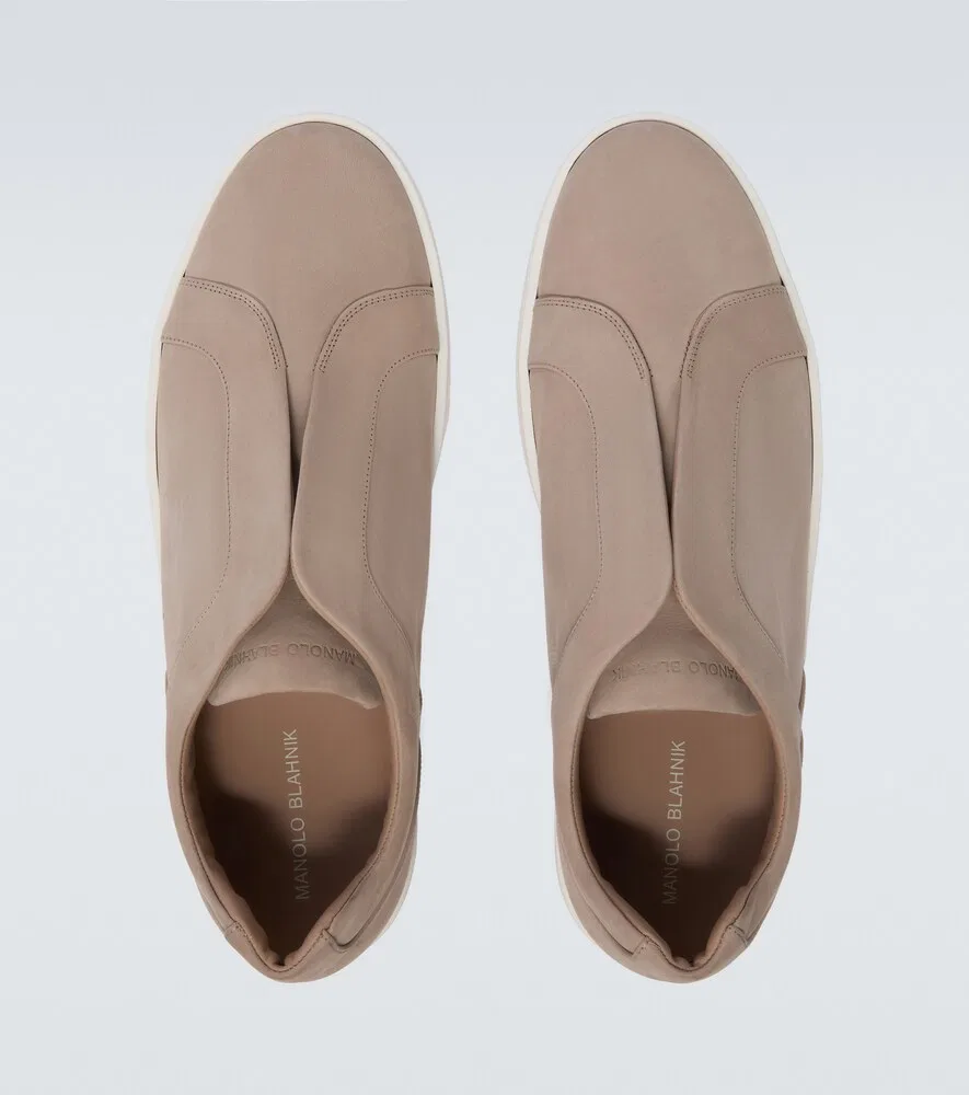 Замшевые кроссовки Agilio Manolo Blahnik, бежевый — фото 4