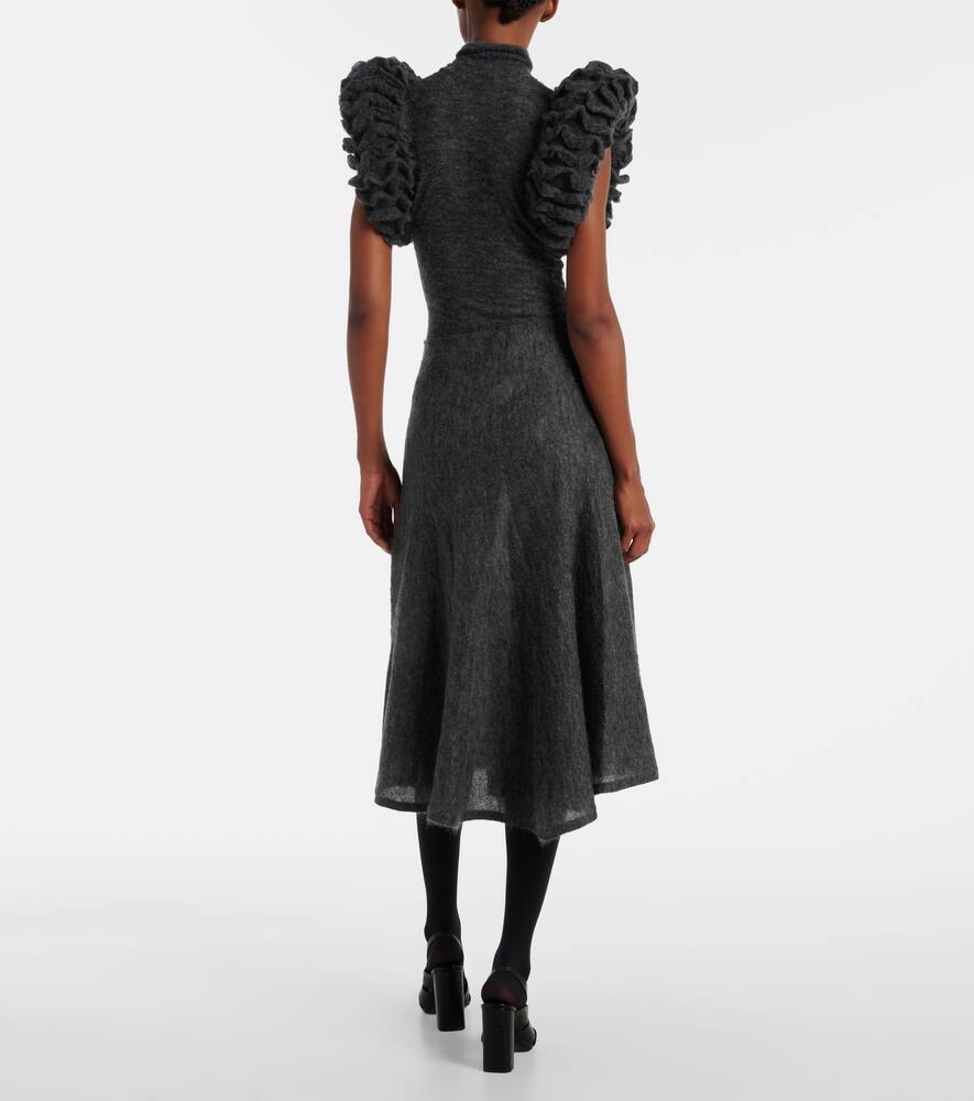 Миди-юбка из смесовой мохеры и шерсти Alaïa, Gris Chine — фото 3