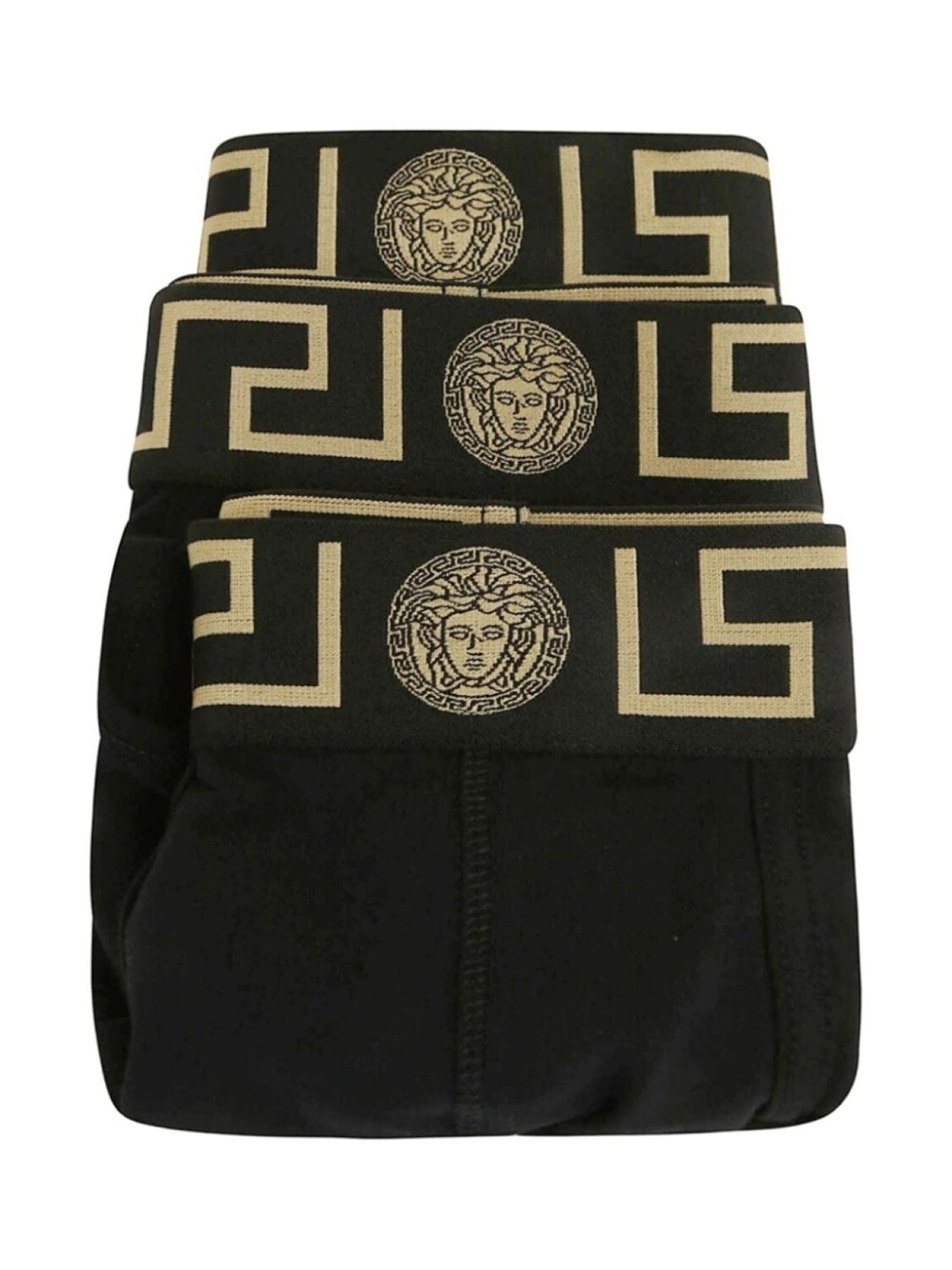 Versace комплект из трех трусов-брифов с узором Greca и логотипом Medusa, черный — фото 3