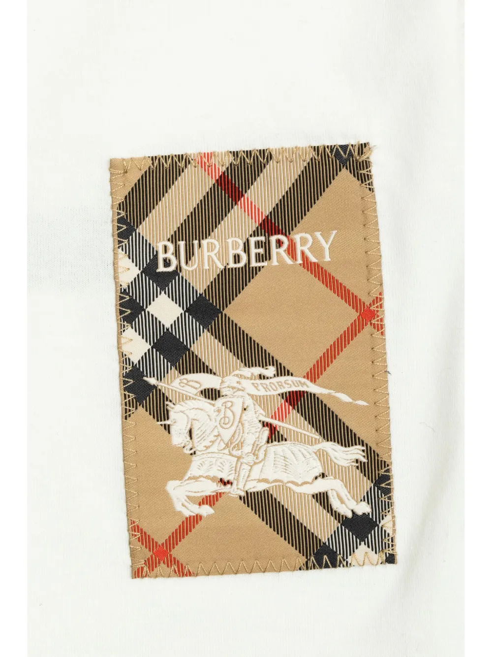Футболка с клетчатой биркой BURBERRY KIDS, белый — фото 3