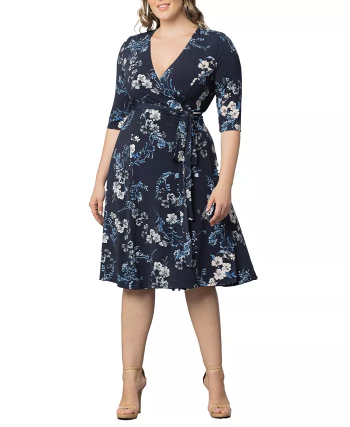 

Платье-раппорт Plus Size с запахом Signature Print Kiyonna, синий
