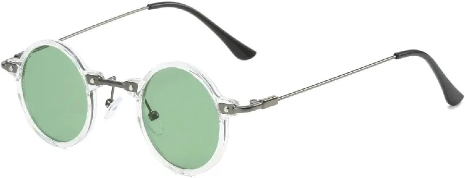 

Женские солнцезащитные очки с маленькими круглыми линзами и защитой от ультрафиолета UV400; мужские солнцезащитные очки в стиле панк DSVIGF, Transparent Green