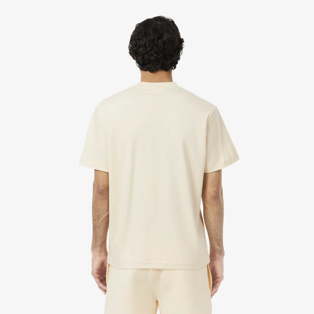 Мужская футболка Lacoste Paris Pack Interlock, хлопок 100%, цвет айвори — фото 3