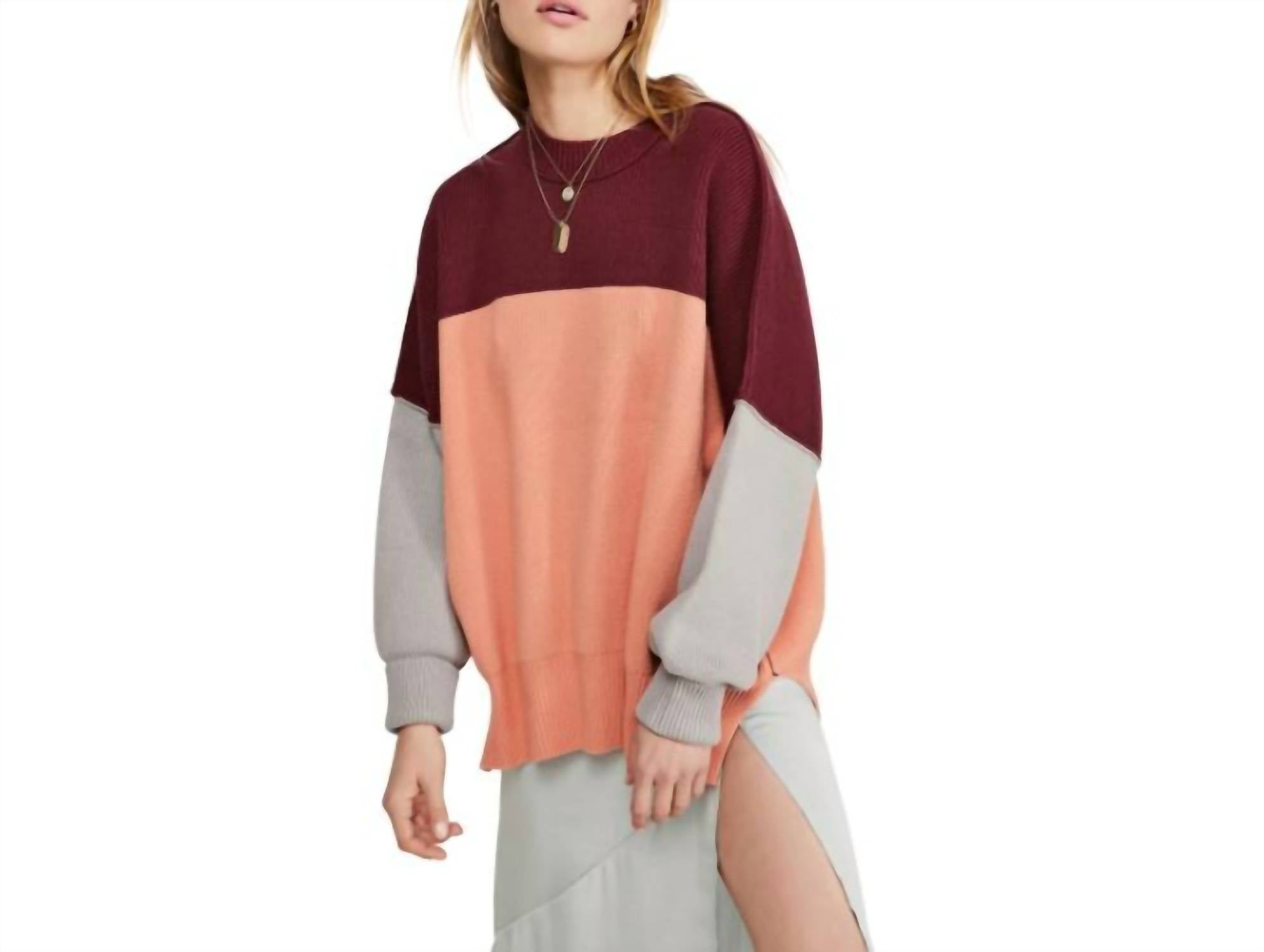 

Свободный свитер Easy Street Colorblock в персиковом цвете Free People