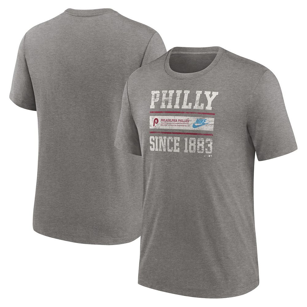 

Мужская футболка Nike Heather Charcoal Philadelphia Phillies Cooperstown Collection Local Stack Tri-Blend, цвет Phl Charco