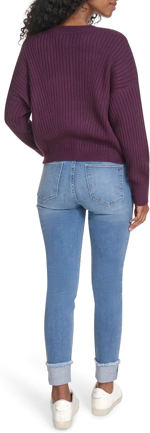 Женский однотонный свитер Bobbi с круглым вырезом Tommy Hilfiger, Aubergine — фото 4
