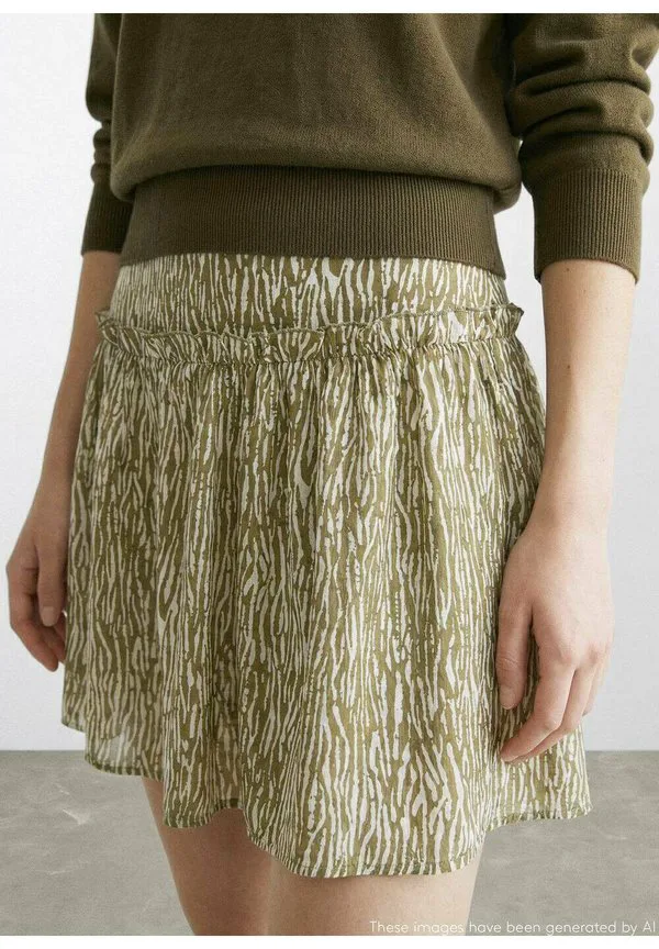 Подростковая юбка а-силуэта Mango Kids, Khaki — фото 2