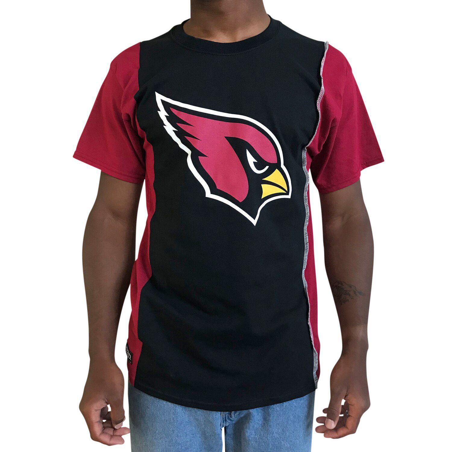 

Мужская футболка Refried Apparel Black/Cardinal Arizona Cardinals из экологически чистого переработанного материала с разрезом