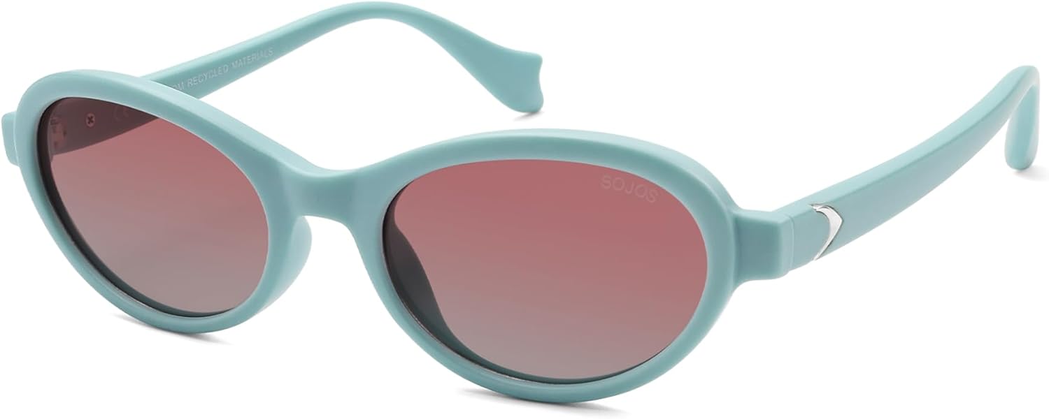 

Солнцезащитные очки SOJOS Ocean Collection Polarized Retro Oval Small для женщин, оправа из переработанного пластика, экологичные, защита от УФ-излучения UV400, модель Echo, Mint Blue/Pink