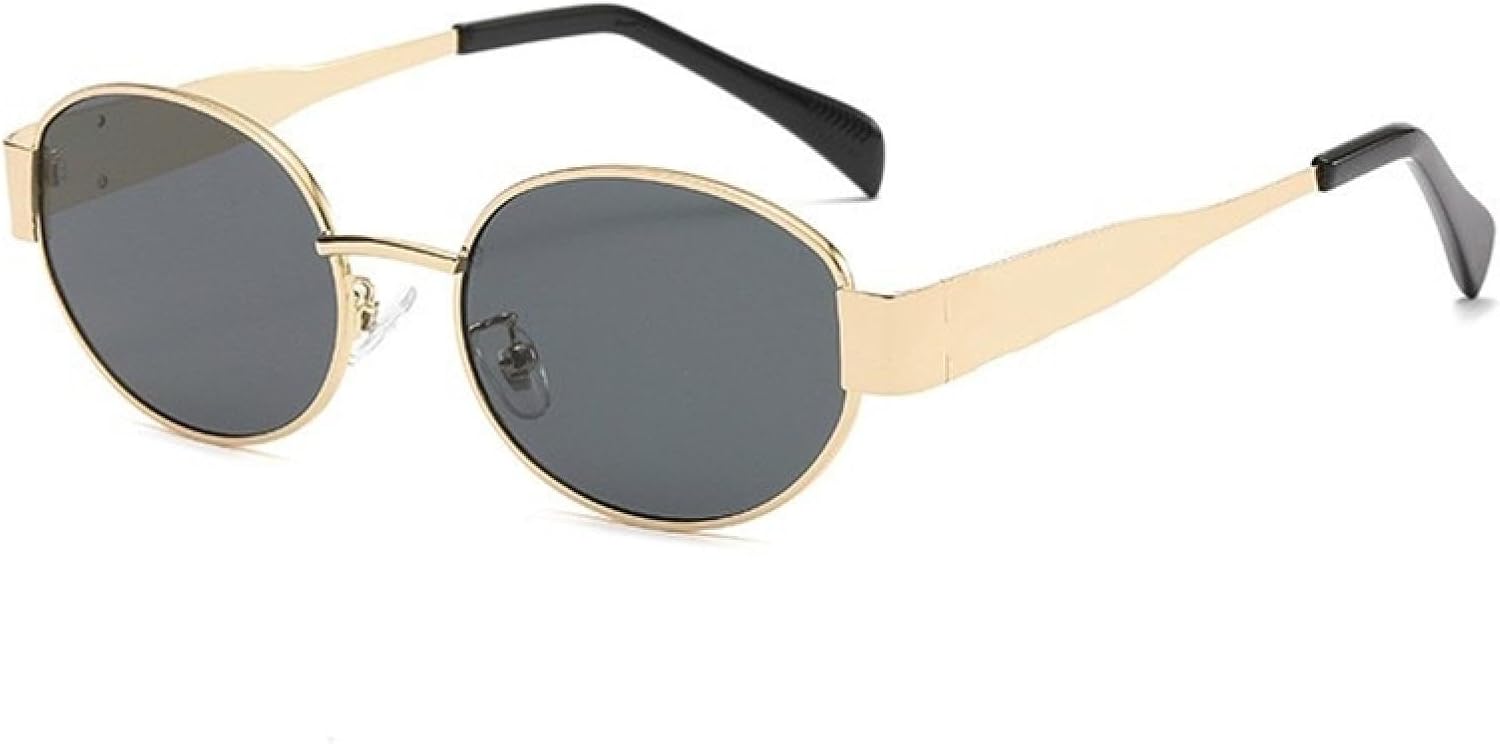 

Солнцезащитные очки с защитой от УФ-излучения UV400 | Овальная оправа в стиле панк с металлическим блеском | Для женщин и мужчин, для занятий спортом на открытом воздухе и вождения DSVIGF, C8goldblack