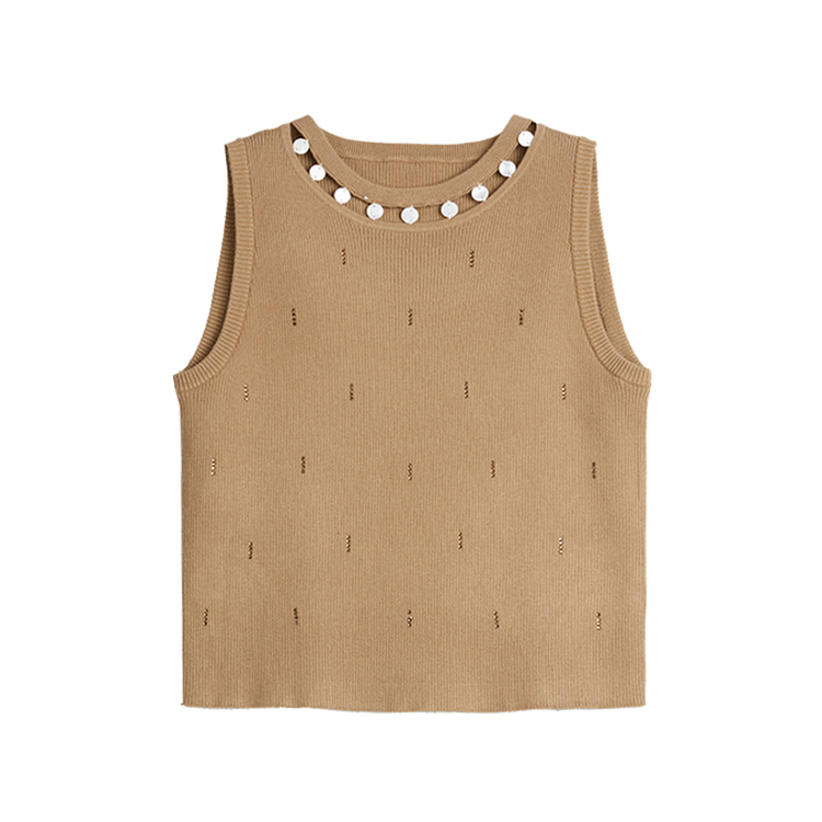 

Топ-майка женская с круглым вырезом и умеренным вырезом на спине ELLE, coffee