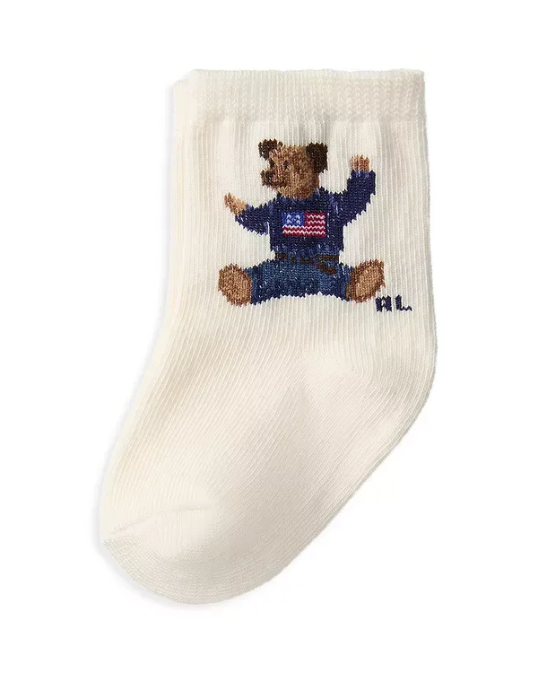 Носки Polo с изображением сидящего медведя - для малышей Ralph Lauren, Ivory
