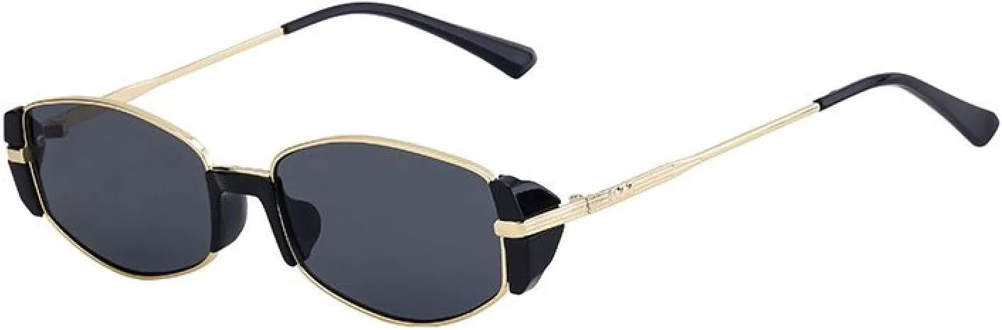 

Женские солнцезащитные очки в тонкой прямоугольной оправе, роскошные, винтажные, металлические, модные, с защитой от УФ-излучения UV400 TVTBBVV, C2blackgoldgray