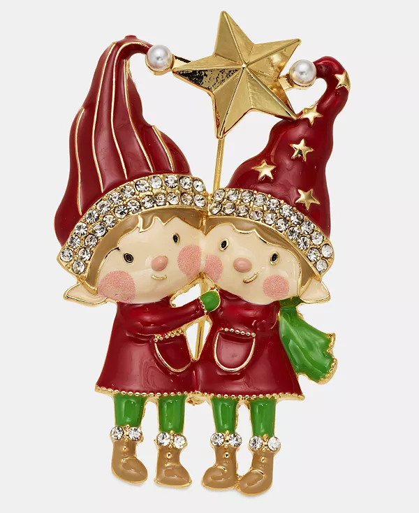 

Брошь «Эльф» с кристаллами и искусственным жемчугом, эксклюзив от Macy's Holiday Lane, multi