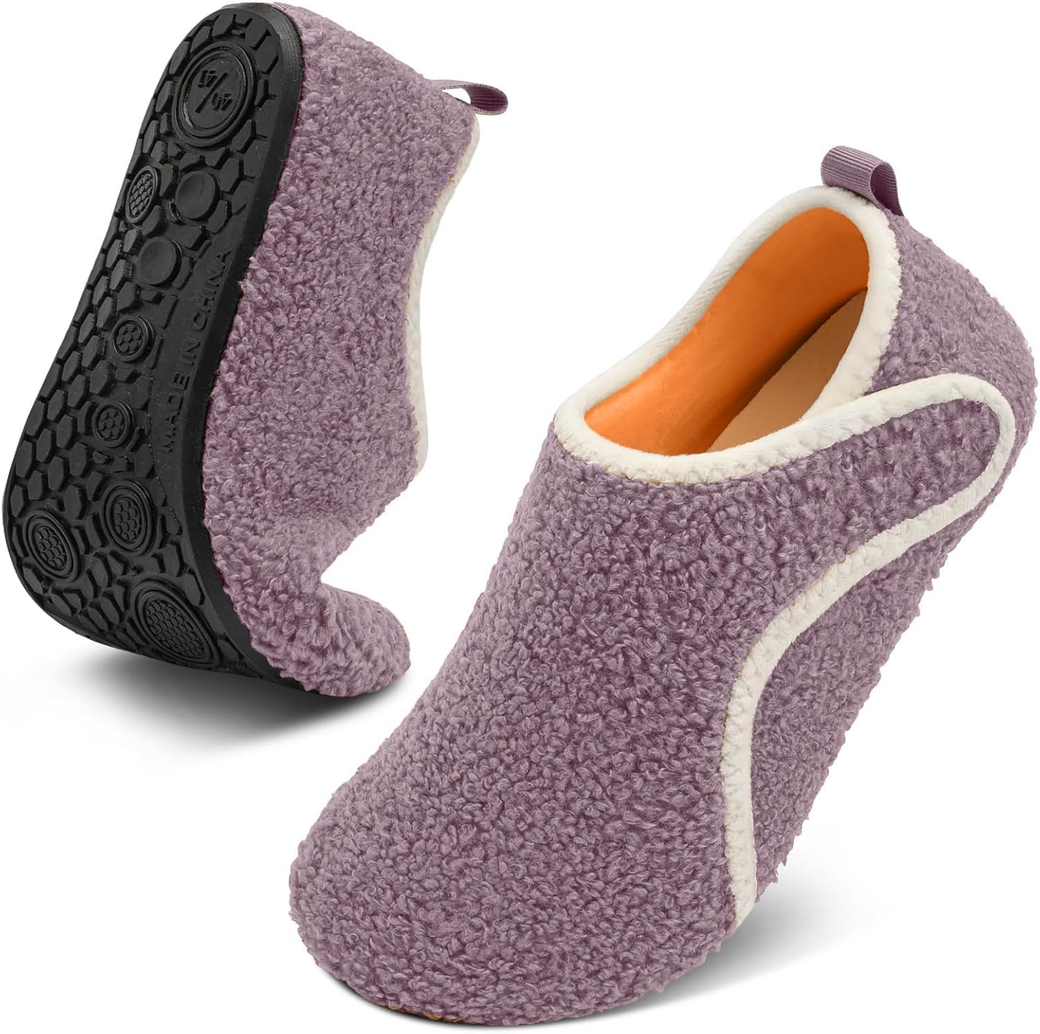 

Женские и мужские домашние тапочки с резиновой подошвой, легкие для дома, с подкладкой из флиса, без застежек, уютные тапочки для хождения, переносные дорожные тапочки, удобная обувь для прогулок Rianclud, фиолетовый