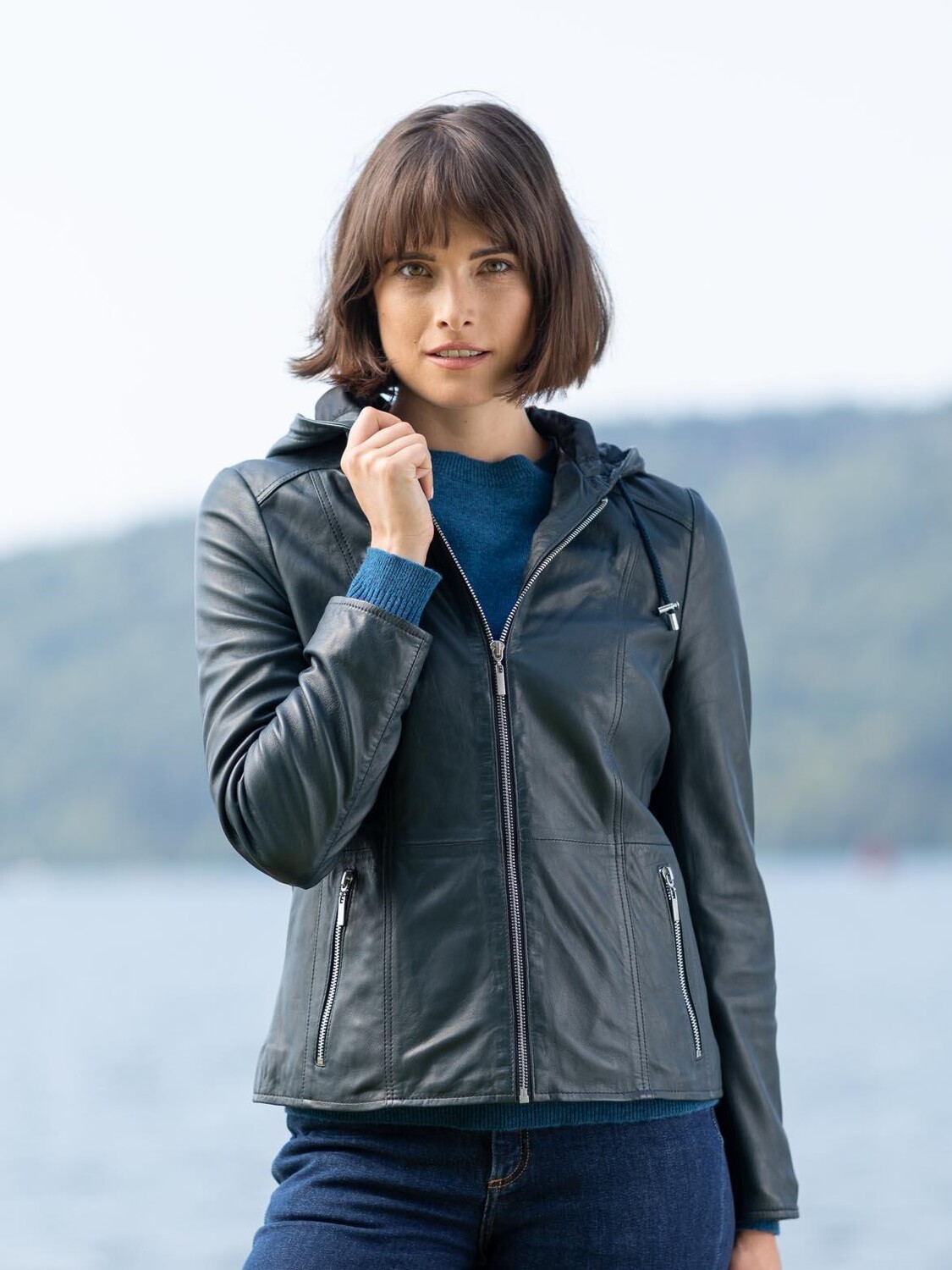 

Кожаная куртка с капюшоном 'Abbeyville' Lakeland Leather, синий