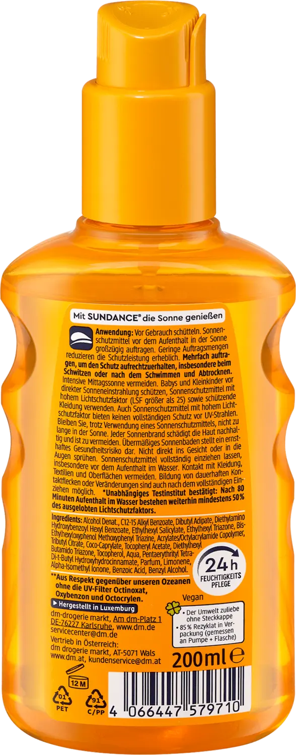 Солнцезащитный спрей SUNDANCE Sonnenspray transparent LSF 50+, 200 ml — фото 2