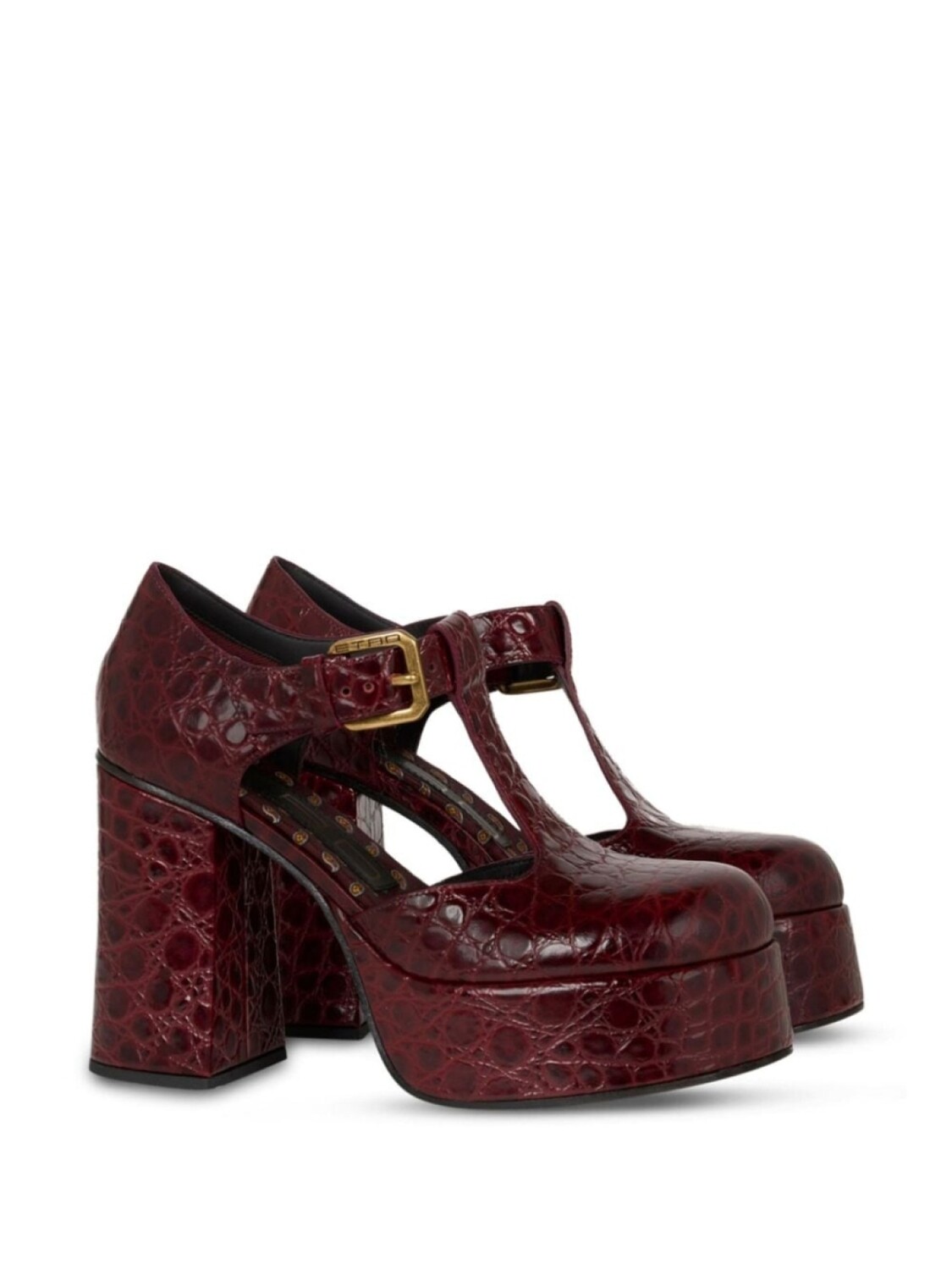 ETRO туфли-лодочки на платформе 110 мм с тиснением под крокодила, красный — фото 2