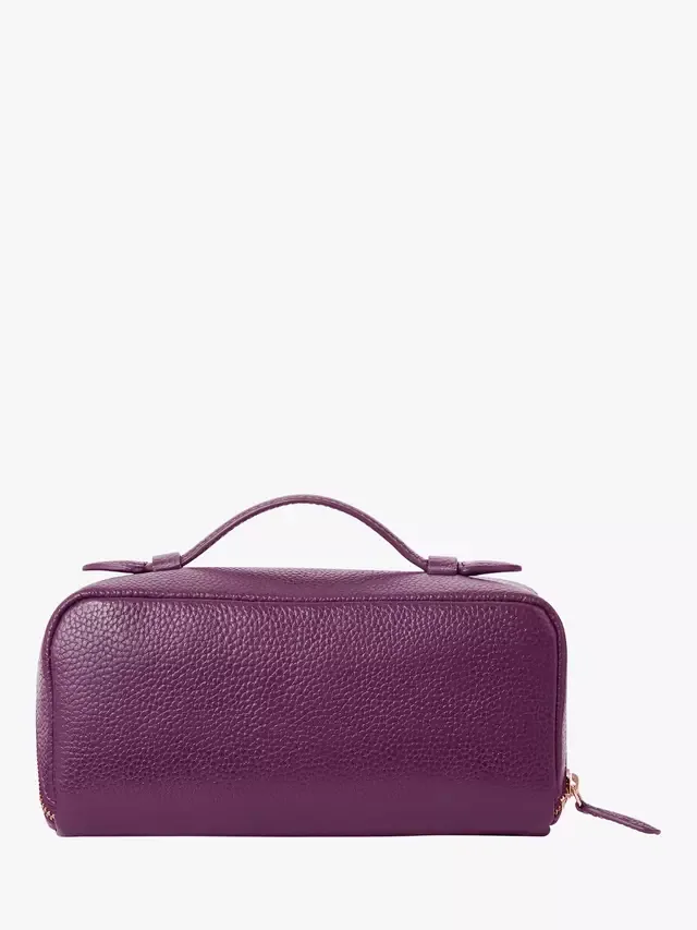 Кожаная косметичка Jet Set OSPREY LONDON, Aubergine — фото 3