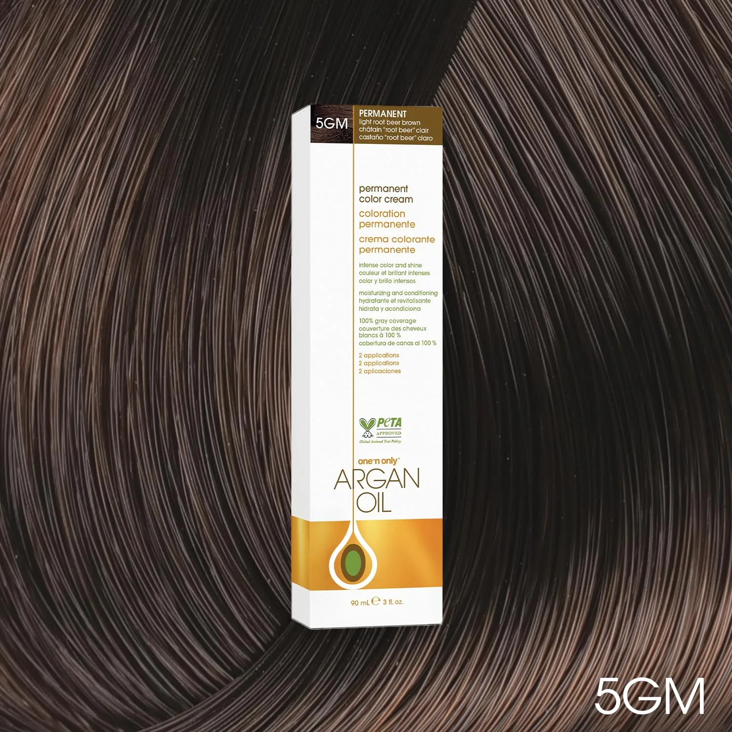 One N' Only Permanent Hair Color - стойкая краска для волос с аргановым маслом, насыщенные тона, маскирует седину, увлажняет и укрепляет, 5GM Light Root Beer Brown (85 г) One 'N Only, 5GM Light Root Beer Brown — фото 2