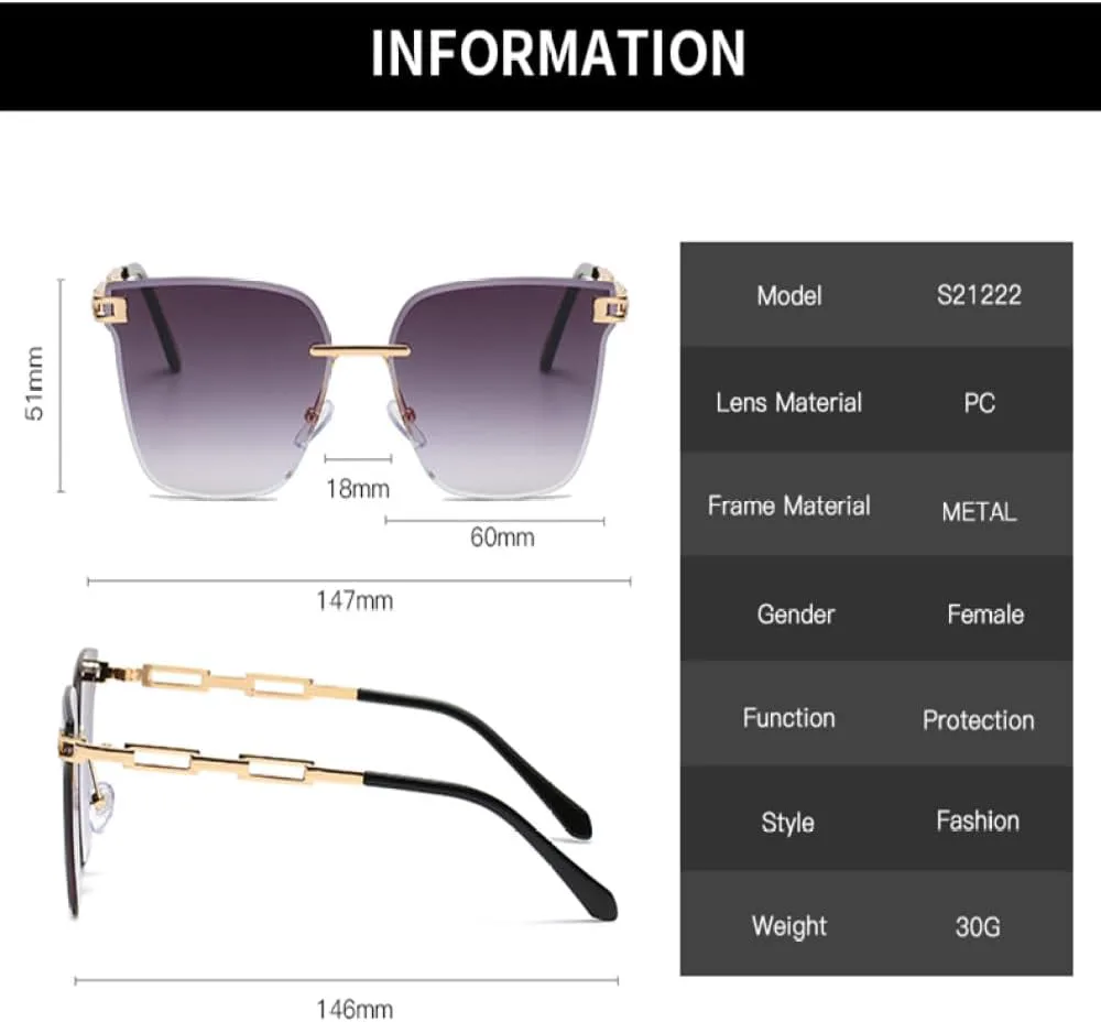 

Женские солнцезащитные очки без оправы «кошачий глаз», очки с градиентными коричневыми линзами, солнцезащитные очки для женщин из алюминиевого сплава MTZJH, Brown